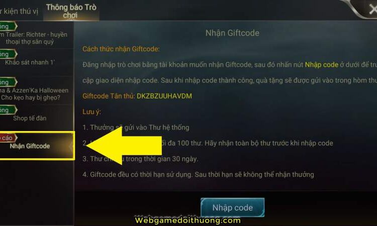 giftcode liên quân