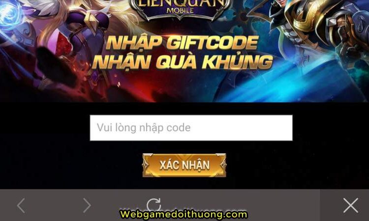 nhập giftcode liên quân mobile