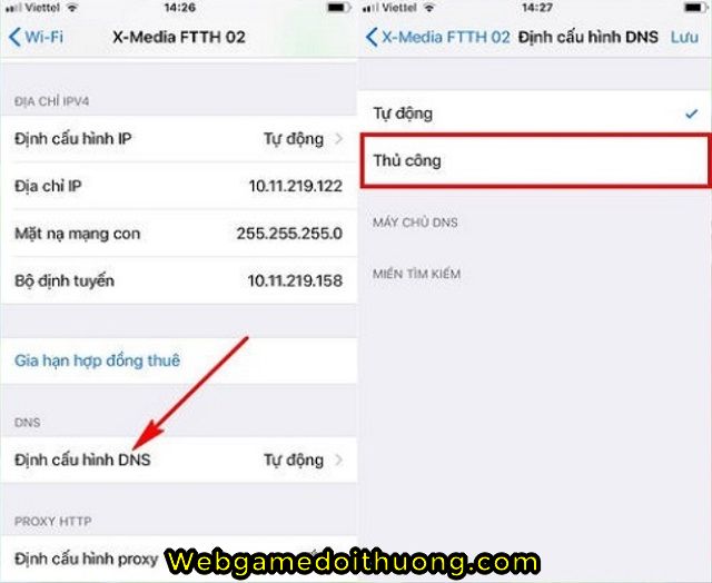 đổi DNS iOS thủ công