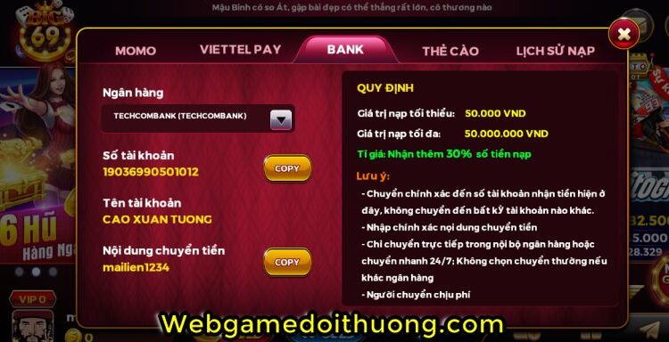 nạp rút big69 club