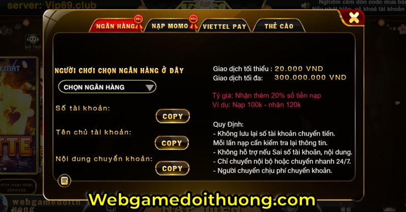 nạp tiền Vip69