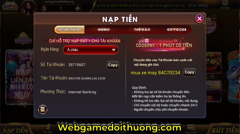 nạp tiền Top789