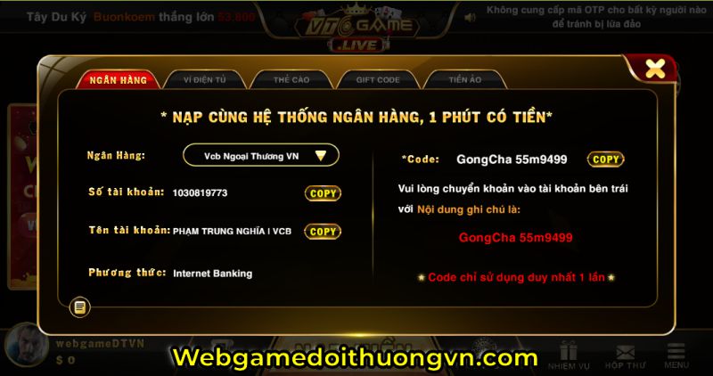 nạp tiền vtcgame.live