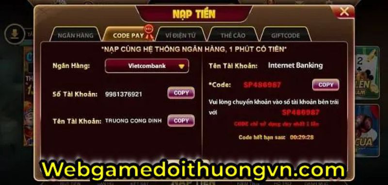 nạp tiền Hup 789